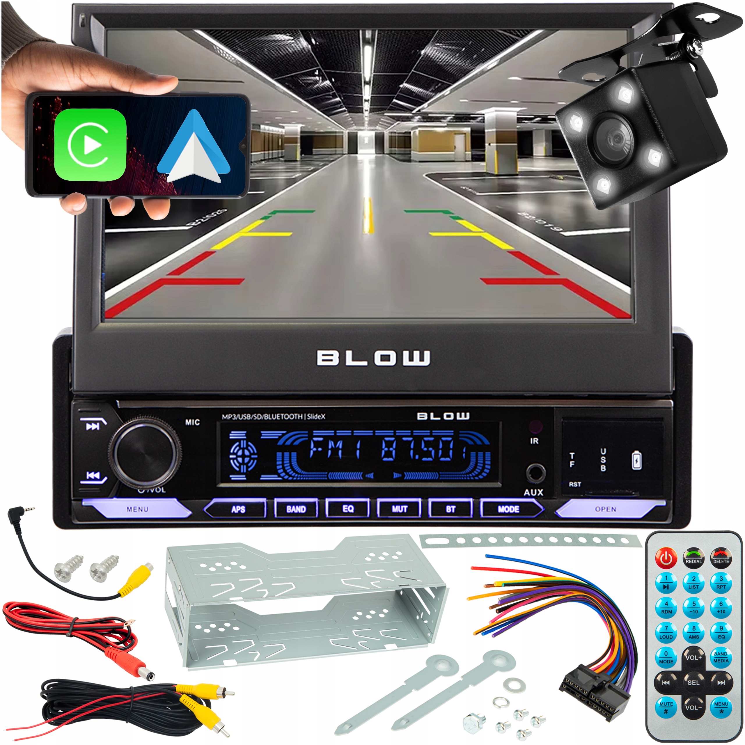 Autorádio Výsuvný Displej 7 Palcov Carplay Android Auto Cúvacia Kamera