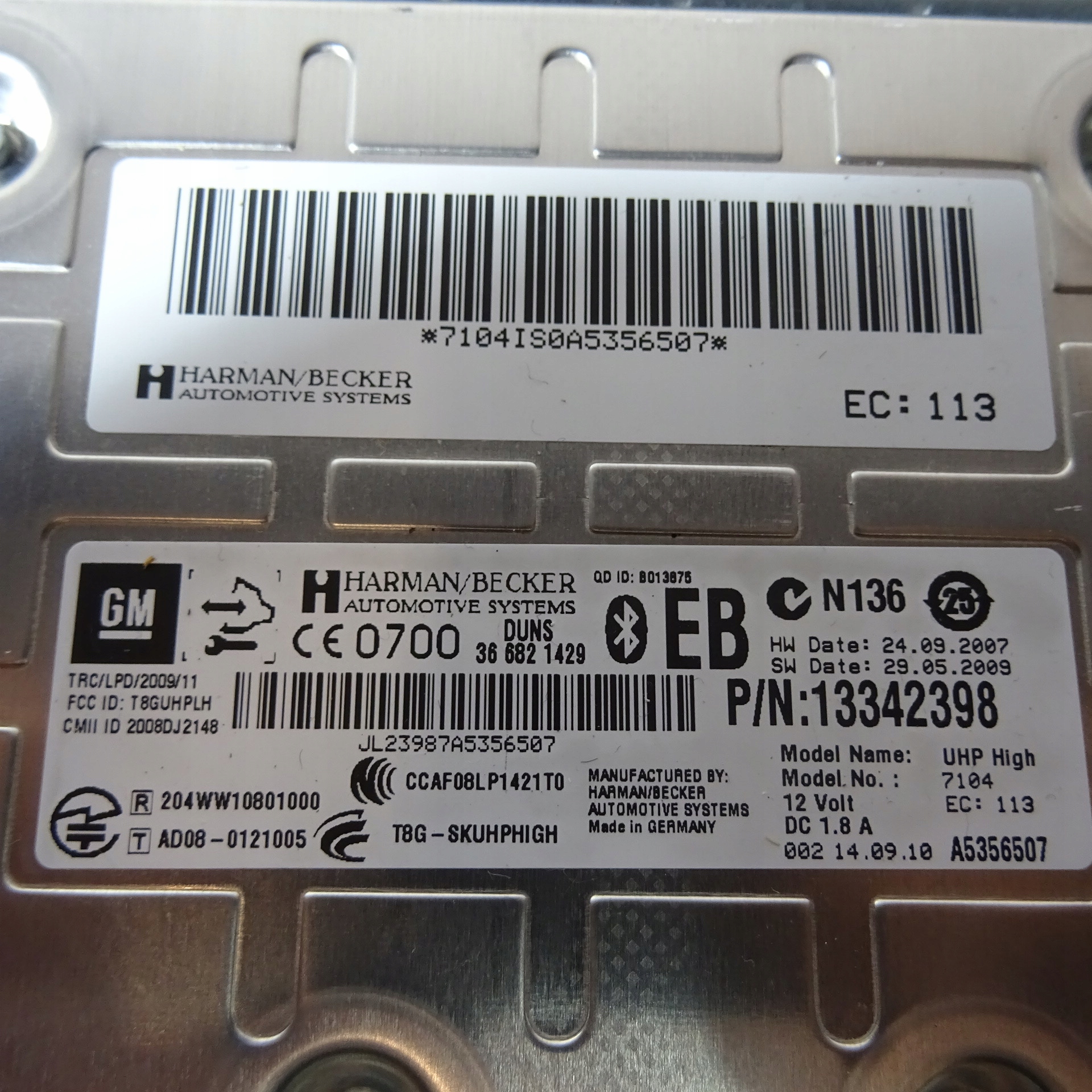 OPEL INSIGNIA A modulo BLUETOOTH 13342398