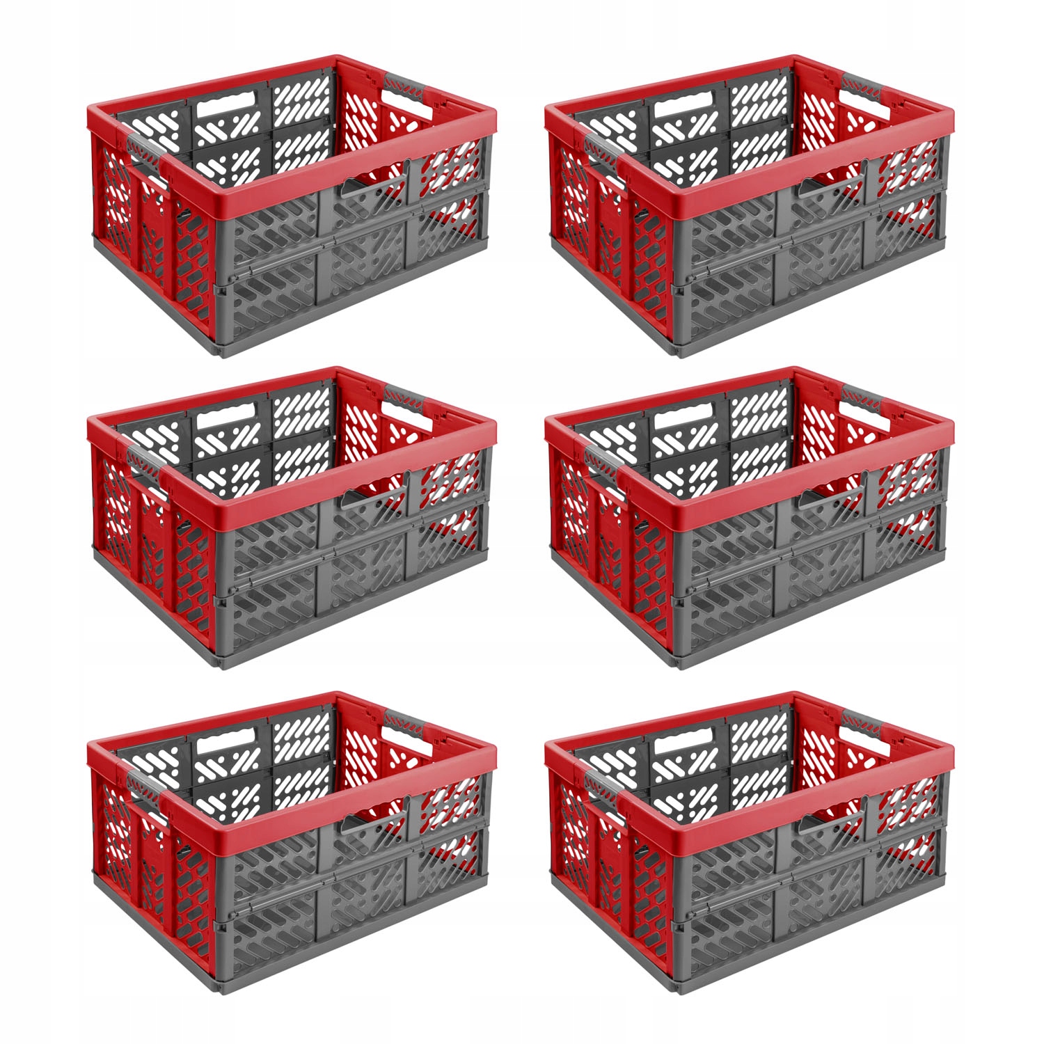 6 x skládací nákupní košík do auta Red 45L