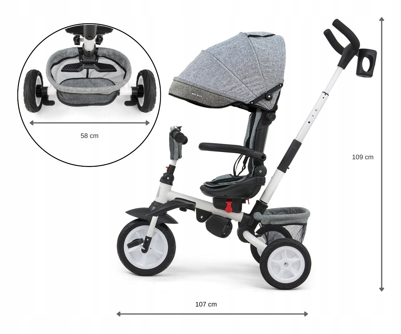 Rowerek Trójkołowy Stanley Rubber Grey Waga 11.8 kg