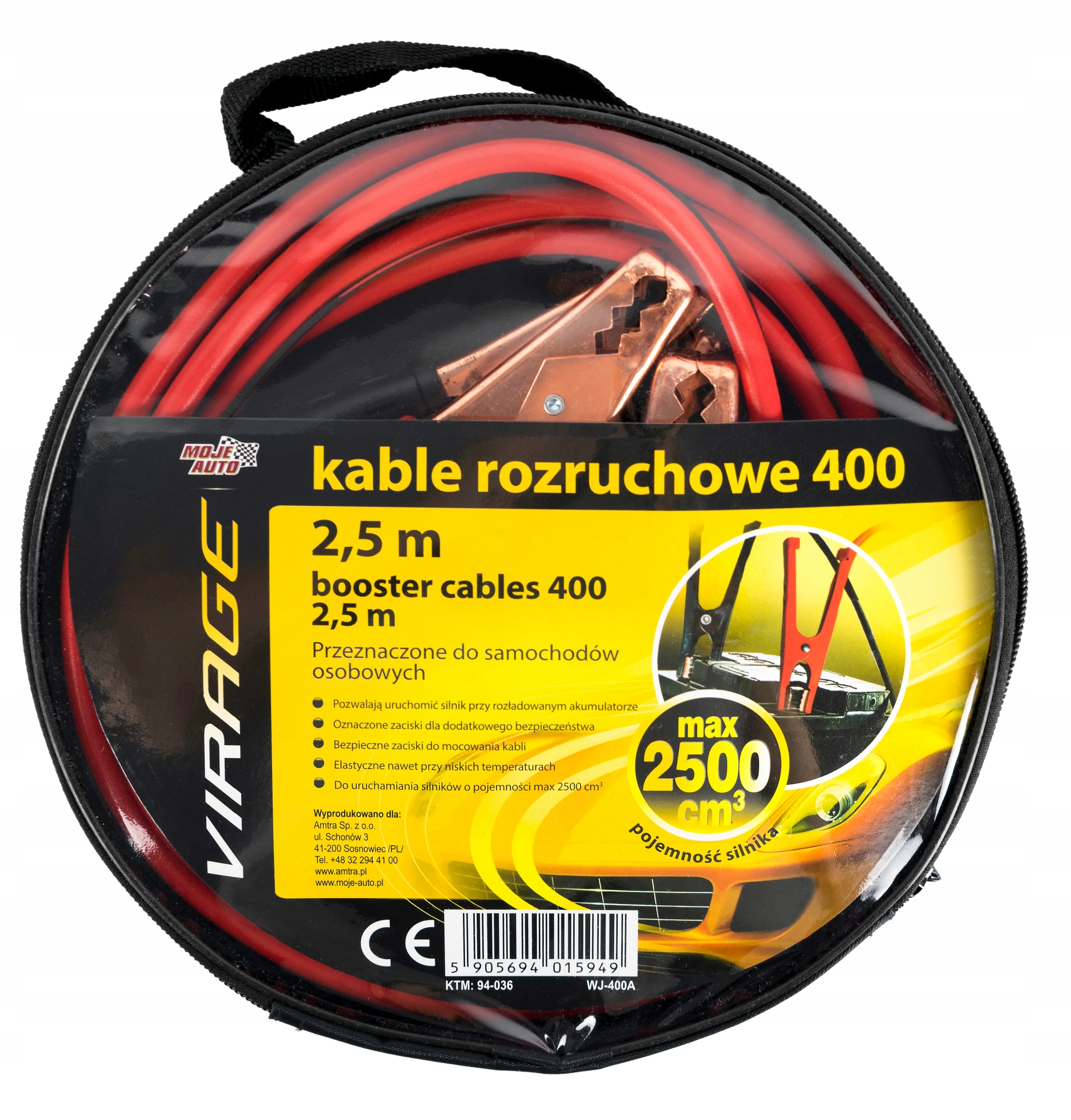 

Kable Przewody Rozruchowe Miedziane 2,5m 400A