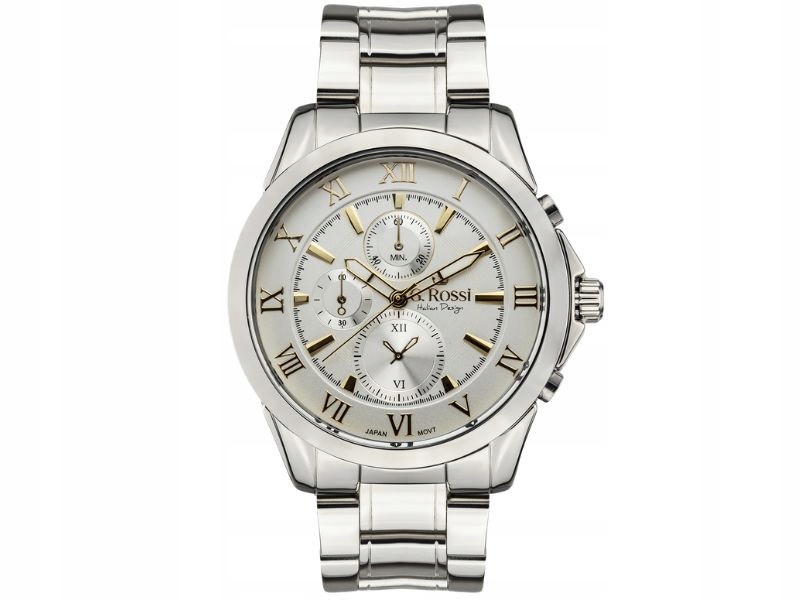 Elegantní hodinky pro muže na stříbrném náramku s velkým bílým ciferníkem