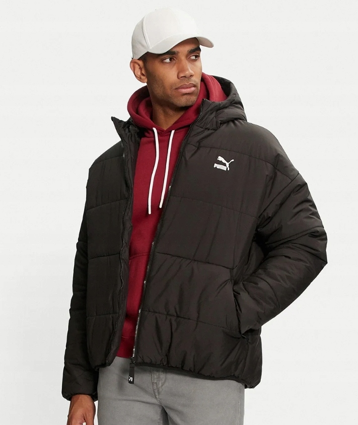 3277 Pánská Zimní Puma Bunda S Kapucí Péřová Prošívaná Černá L