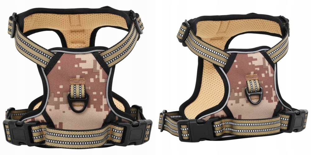 Levně Bronz maskáčový, Postroj pro psa s reflexními pruhy, L, nastavitelný