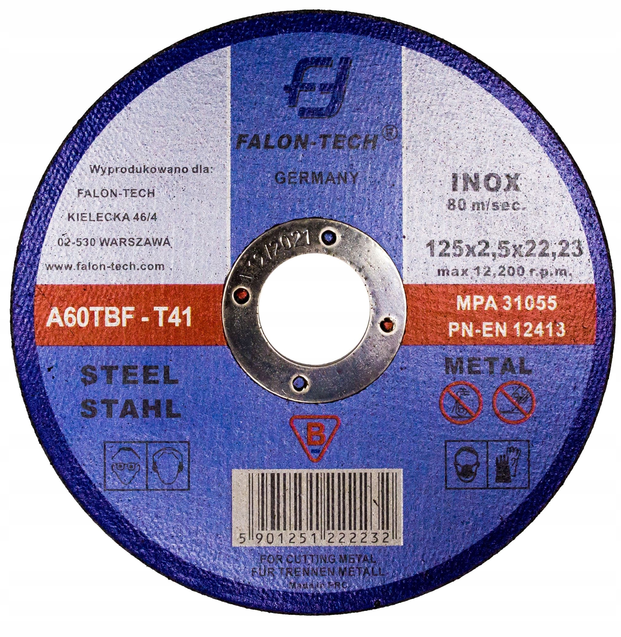 TARCZA DO CIĘCIA METALU TARCZE 125x2,5 INOX FT