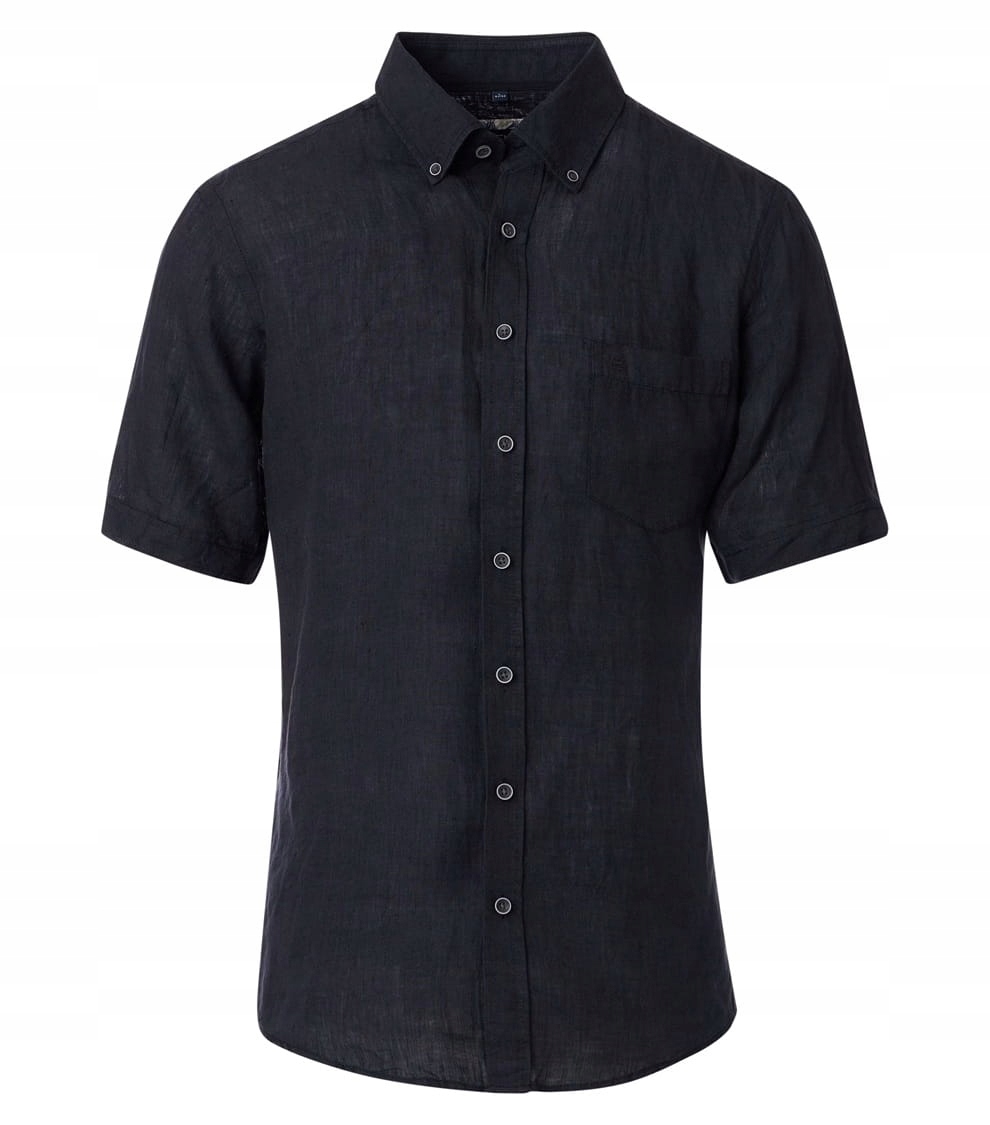 Velká pánská košile Lněná hladká černá Casamoda