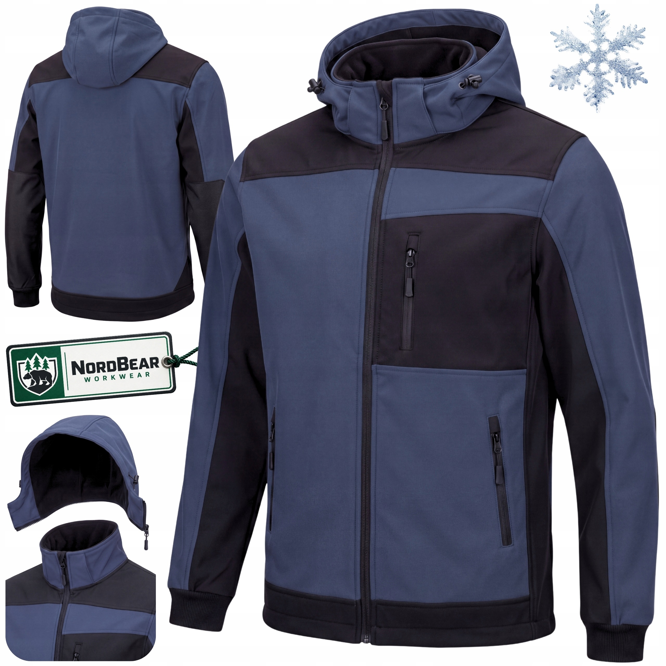 Pracovní bunda Softshell Pracovní Pánská Bozp Ochranná Teplá Fleecová Kapuce