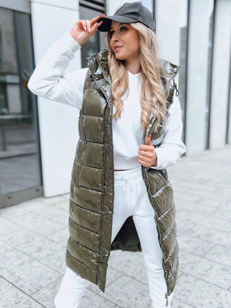 DŁUGA PIKOWANA KAMIZELKA DAMSKA Z KAPTUREM roz. M Płeć kobieta