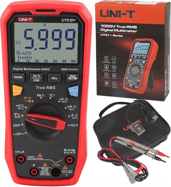 Multimeter Univerzálny Digitálny Merač Prúdu Uni-t UT61D+ True Rms Automat