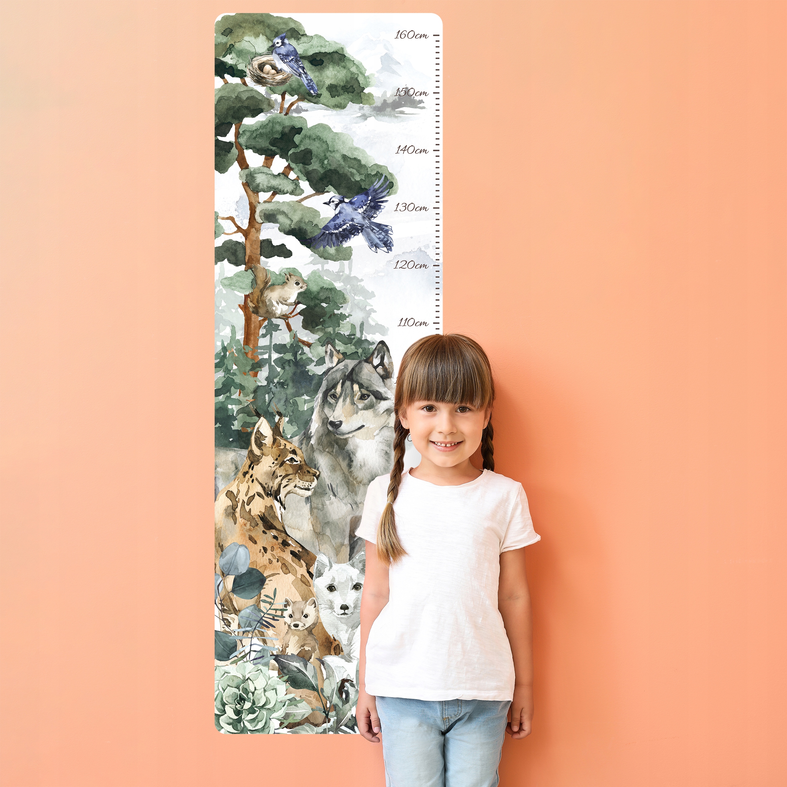 Naklejka na ścianę MIARKA WZROSTU dla dzieci Zwierzęta Leśne Wilk Las Ryś Marka inna