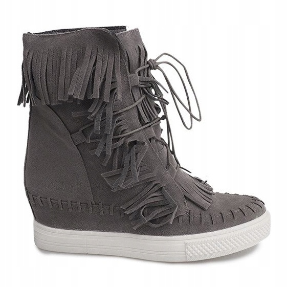 

Szare Skóra ekologiczna Buty Botki r.40