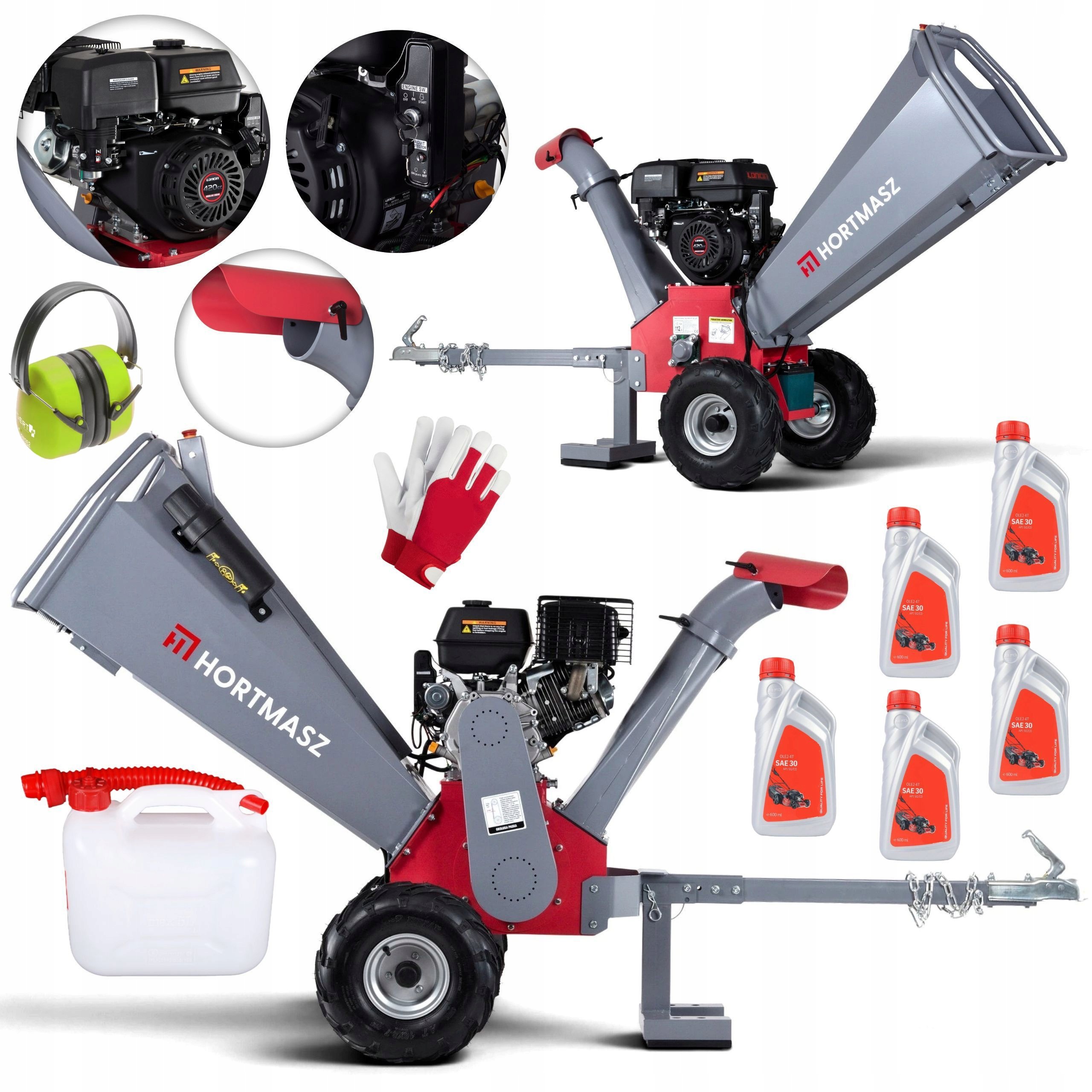 Rozdrabniacz Hortmasz Spalinowy Rębak Do Gałęzi Hrgs St 120 Loncin 12CM