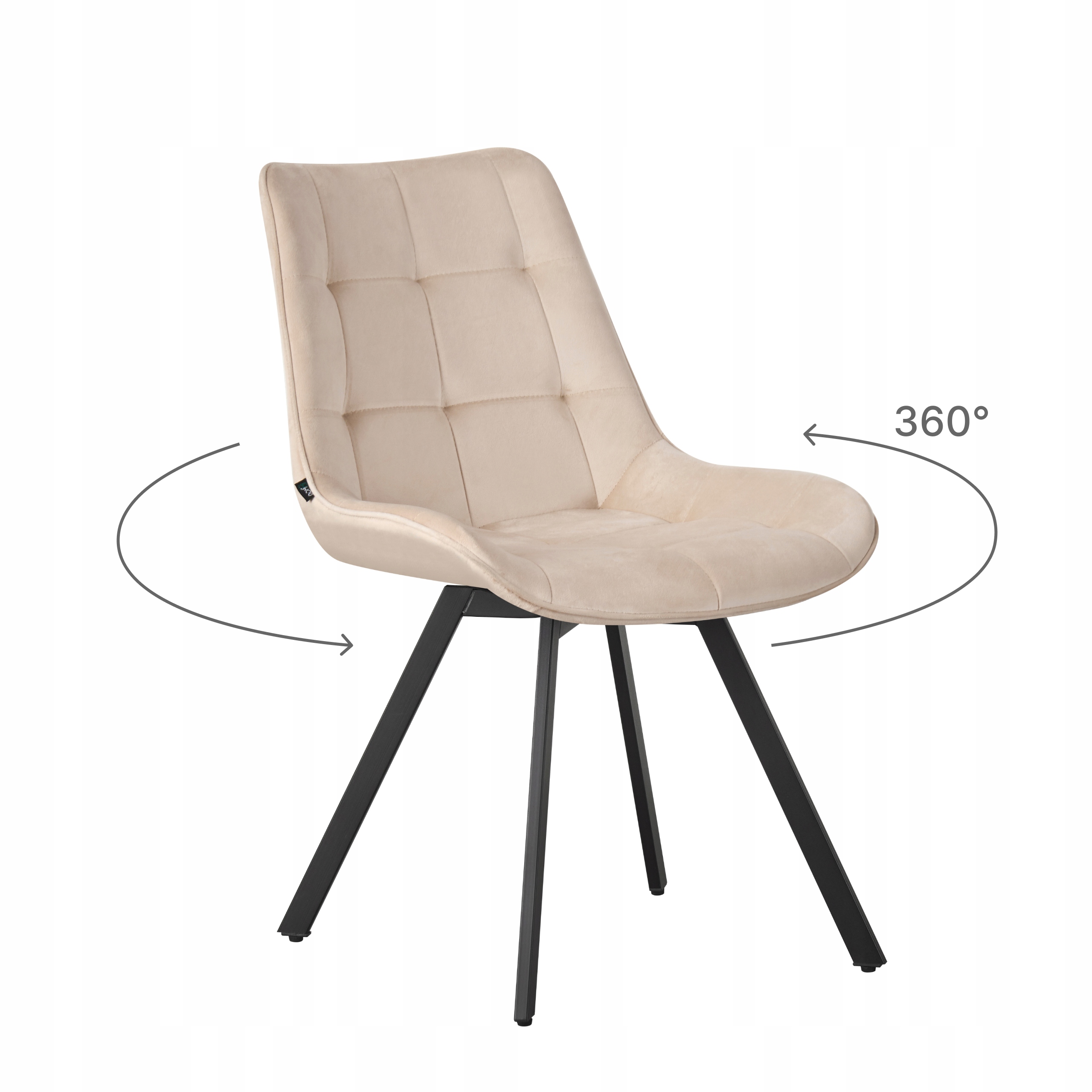 Krzesło obrotowe tapicerowane Lester do salonu jadalni Welurowe beżowe
