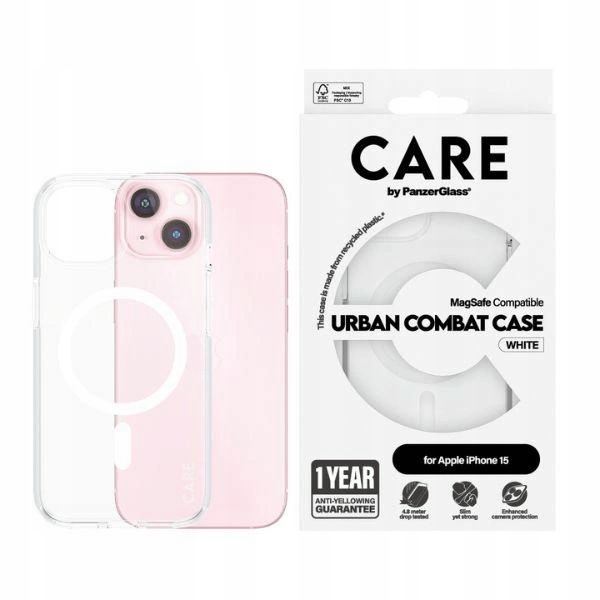 Pouzdro Care by PanzerGlass Urban Combat Case MagSafe pro iPhone 15 bílé