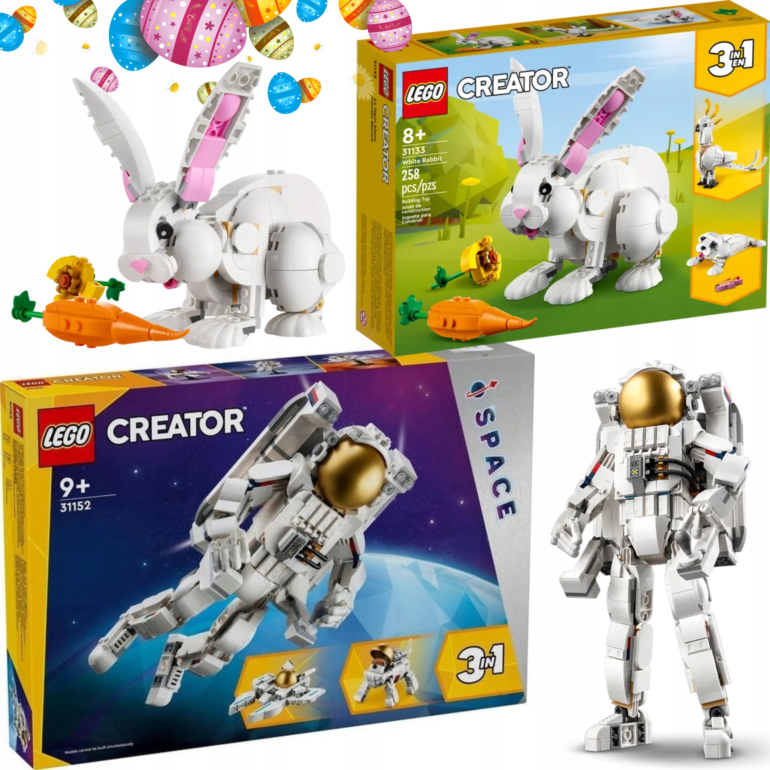 LEGO CREATOR 3W1 31152 ASTRONAUTA + LEGO 31133 BIAŁY KRÓLIK PREZENT ŚWIĘTA