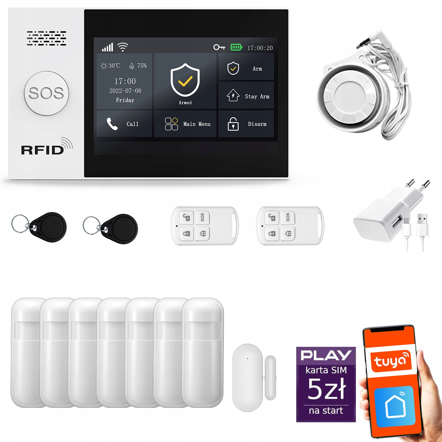 Bezdrôtový alarm Gsm WiFi, Sms, Tuya, alarmová sada Huxgo HXA007