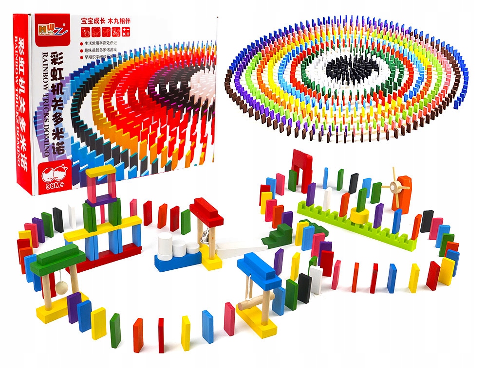 

Domino klocki drewniane duża układanka 1000 el.