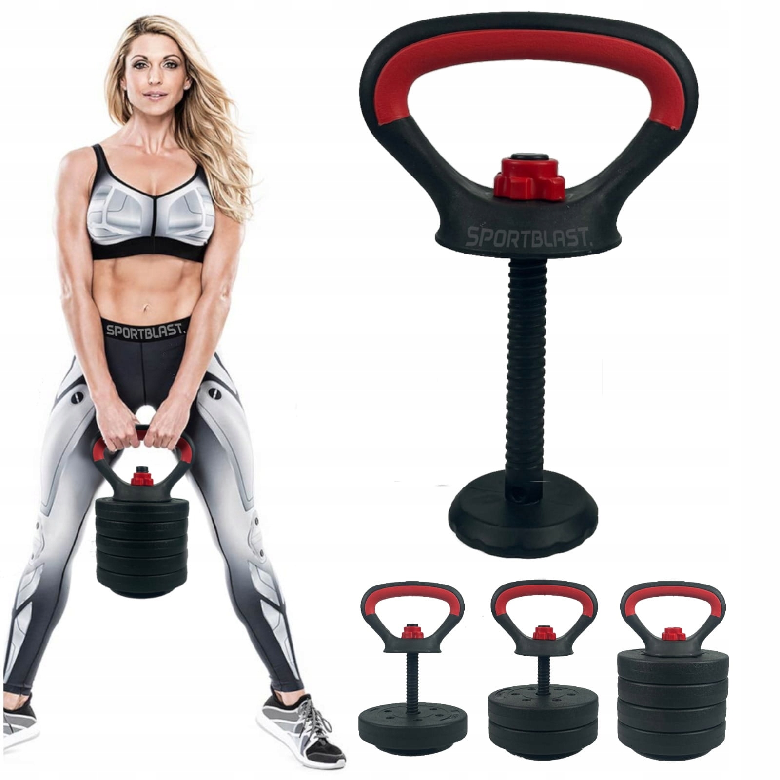 Kettlebell regulowany 10kg kettel kettla hantel odważnik fitness zestaw