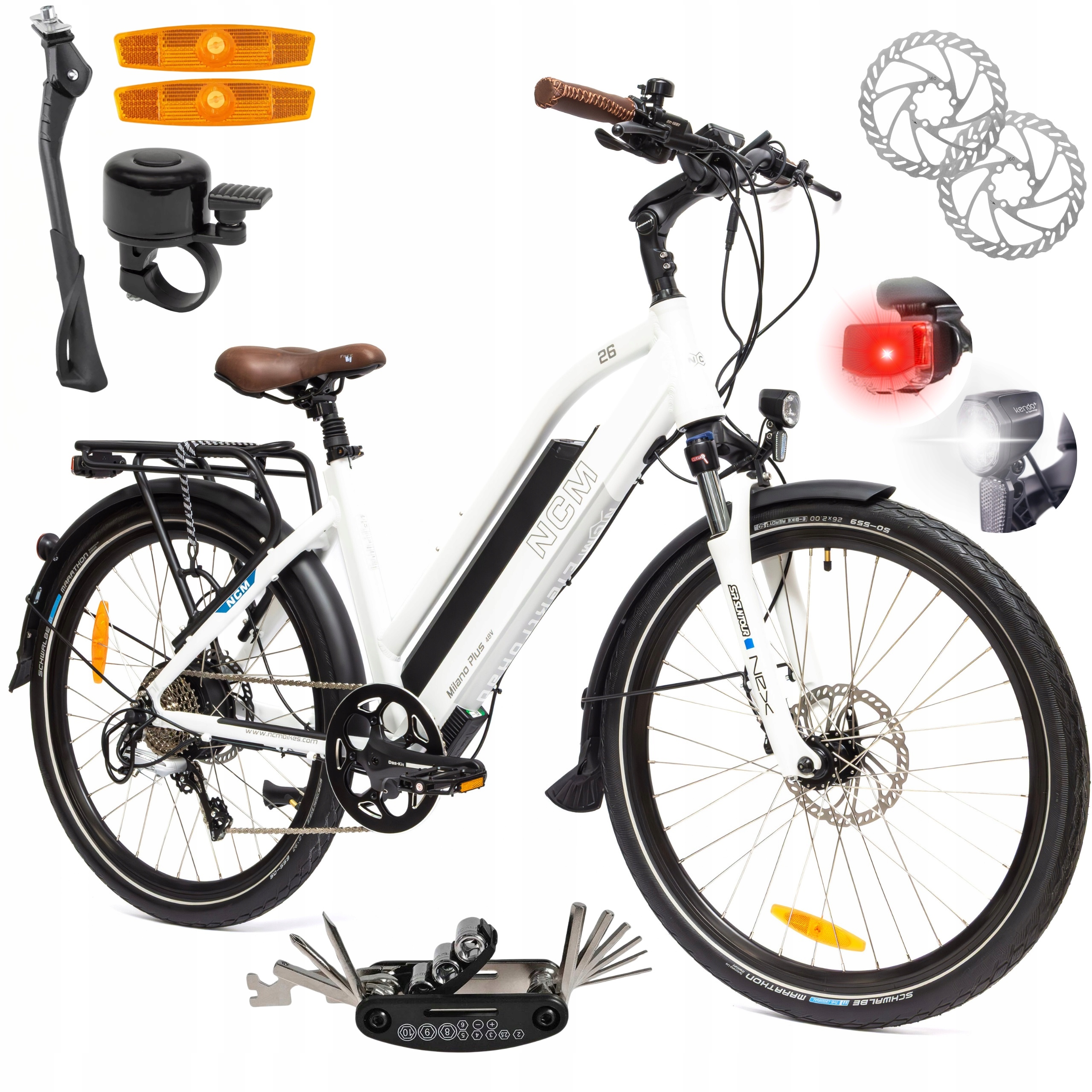 Rower Elektryczny Męski Damski Miejski Koła 26" Shimano Hydraulika 13 Ah