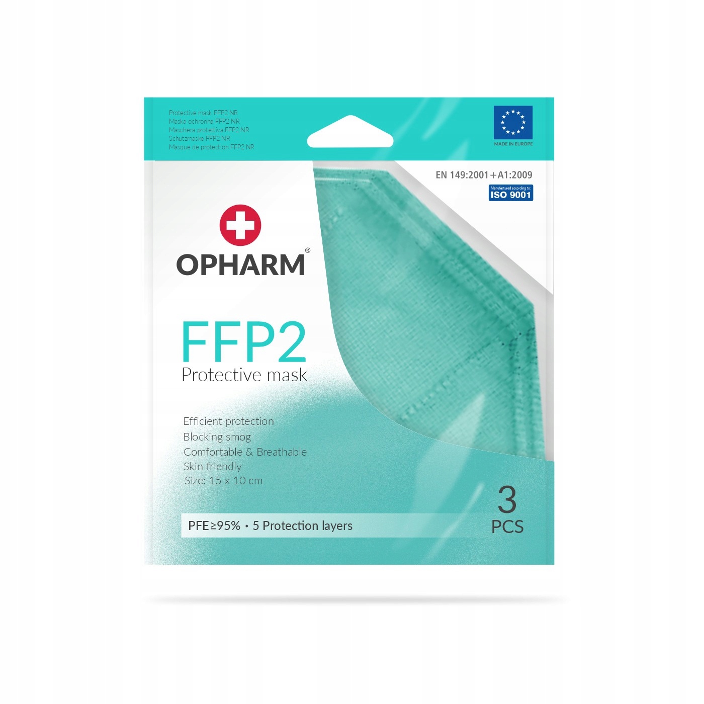 Maska Ochronna FFP2 OPHARM 3 szt. - TURKUS