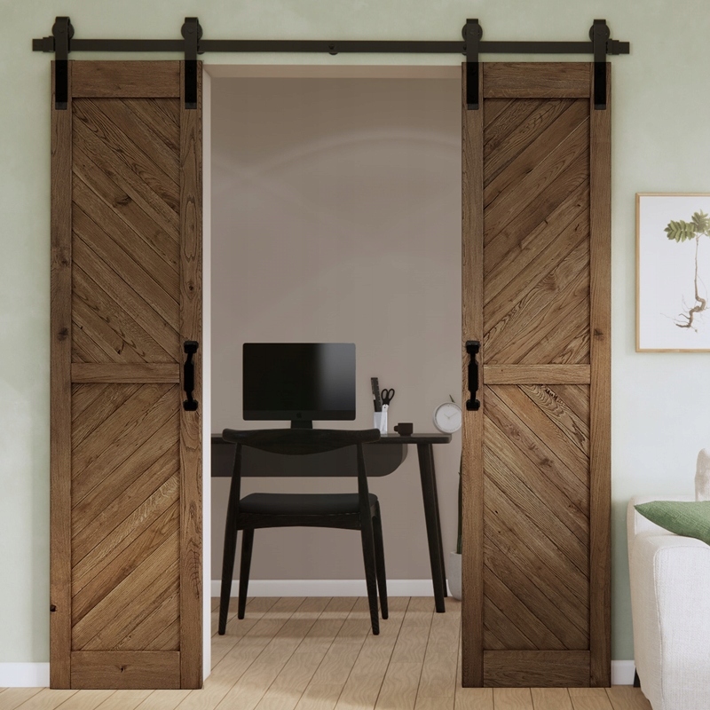 Posuvné dřevěné dvoukřídlé dveře Šewron Line Olej Bronz