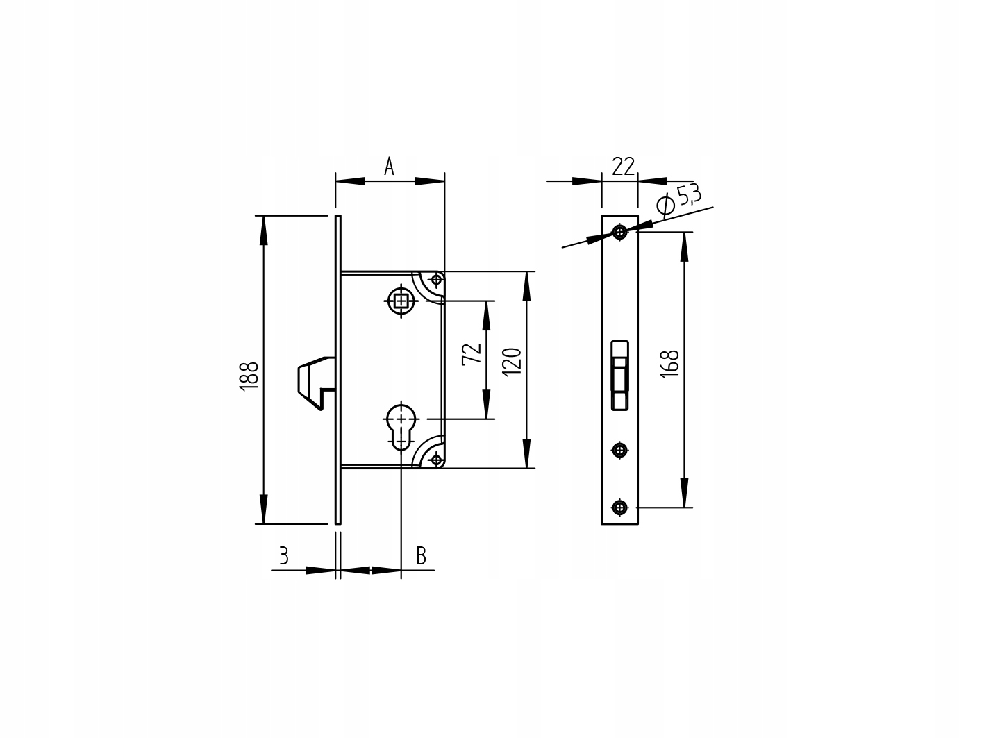 ZAMEK DO BRAMY PRZESUWEJ STAL OCYNKOWANA 72x30mm Rodzaj zamka zamek wpuszczany