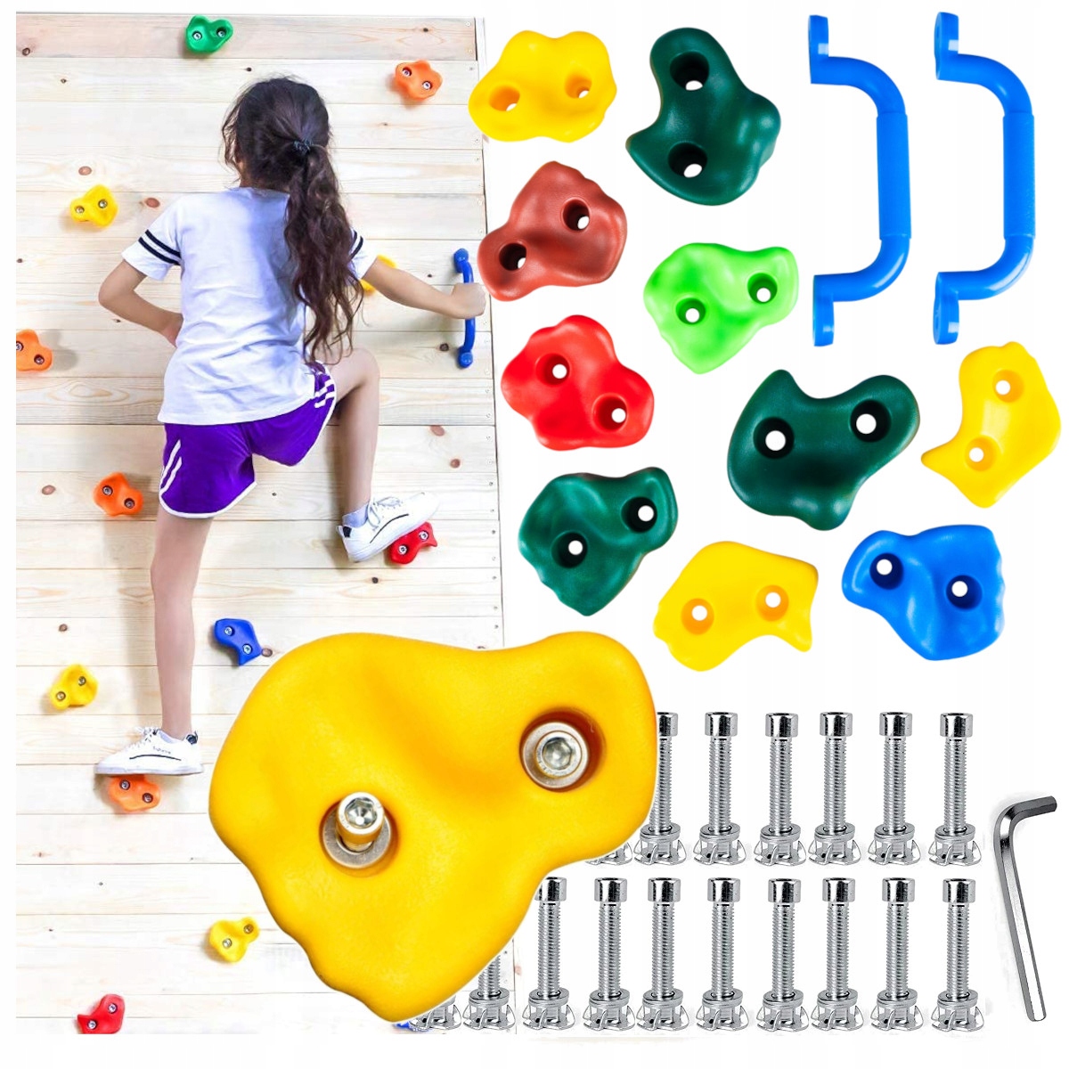 KAMIENIE WSPINACZKOWE dla dzieci DUŻE UCHWYTY DO WSPINACZKI KOLOROWE 10 SZT