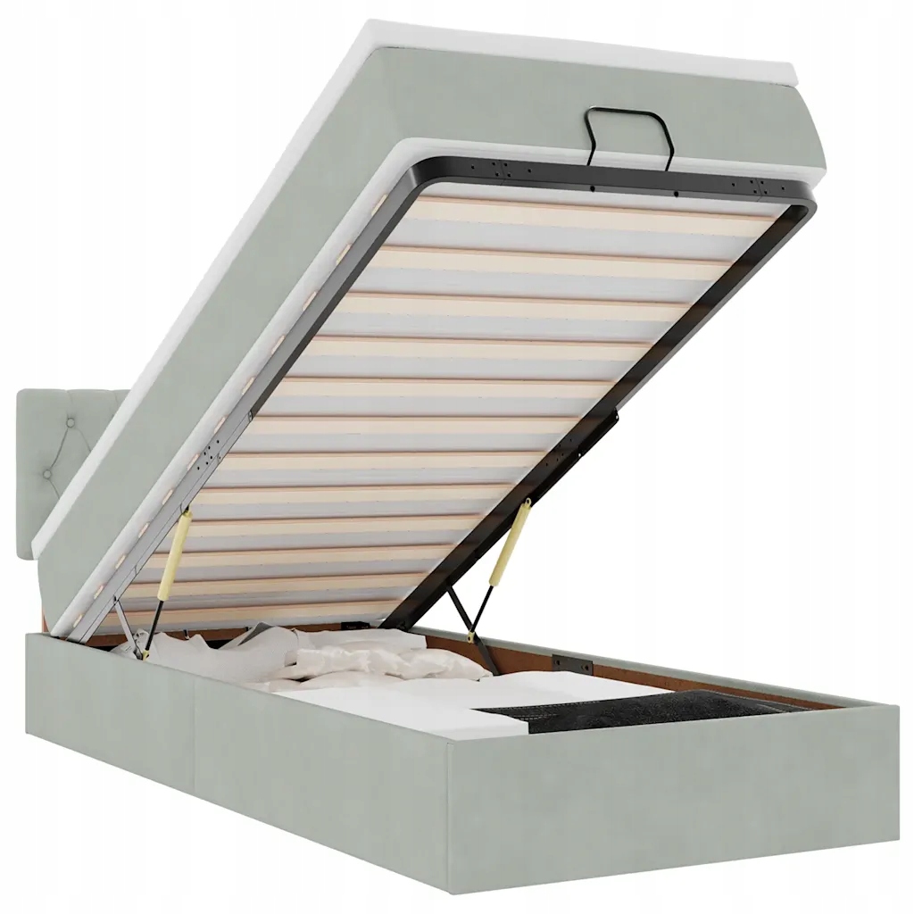 Otoman s matrací 203 x 90 x 78/88 cm, světle šedý, s úložným prostorem