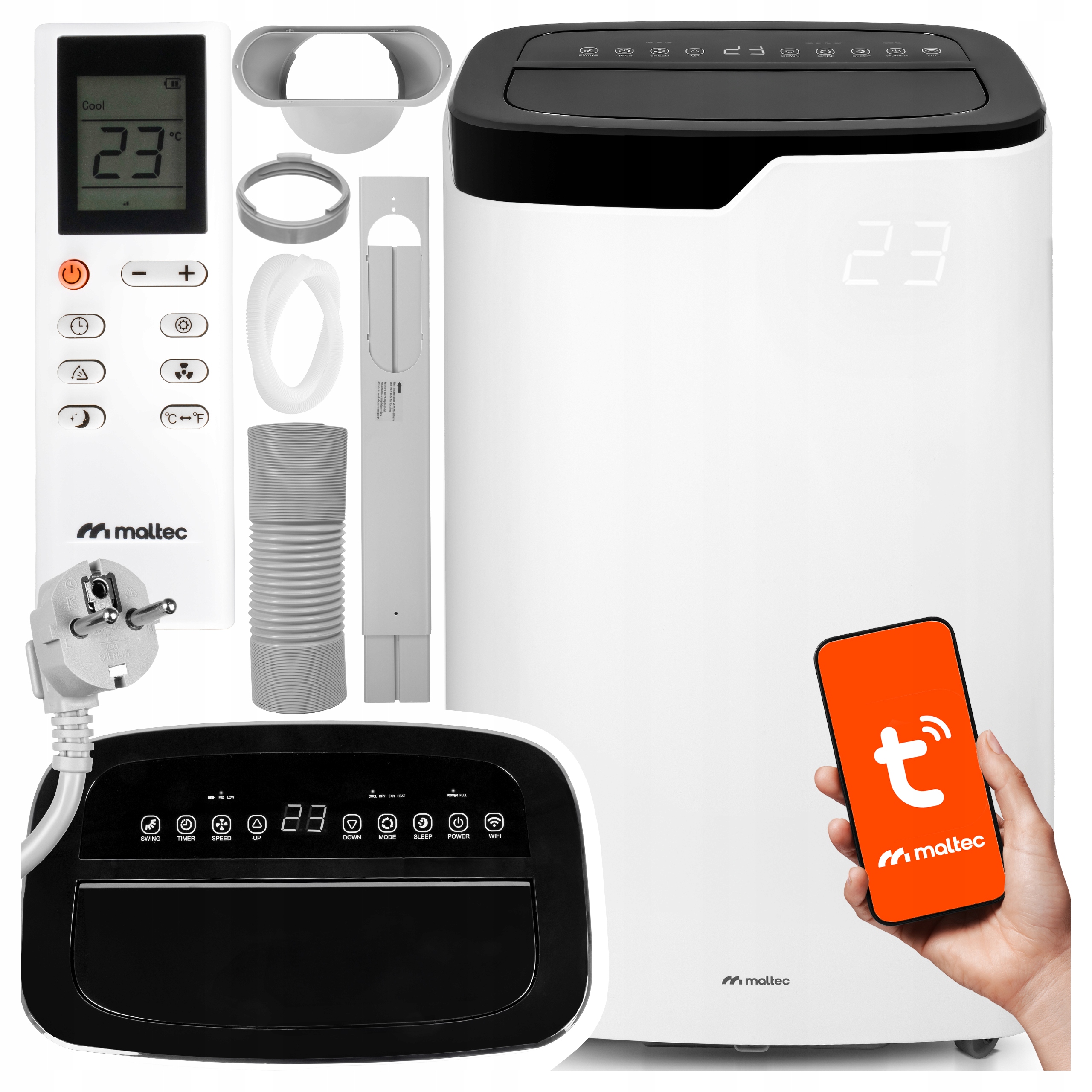 Přenosný Klimatizátor 4,7 kW 4v1 Odvlhčovač Vzduchu Funkce Ohřevu Wifi