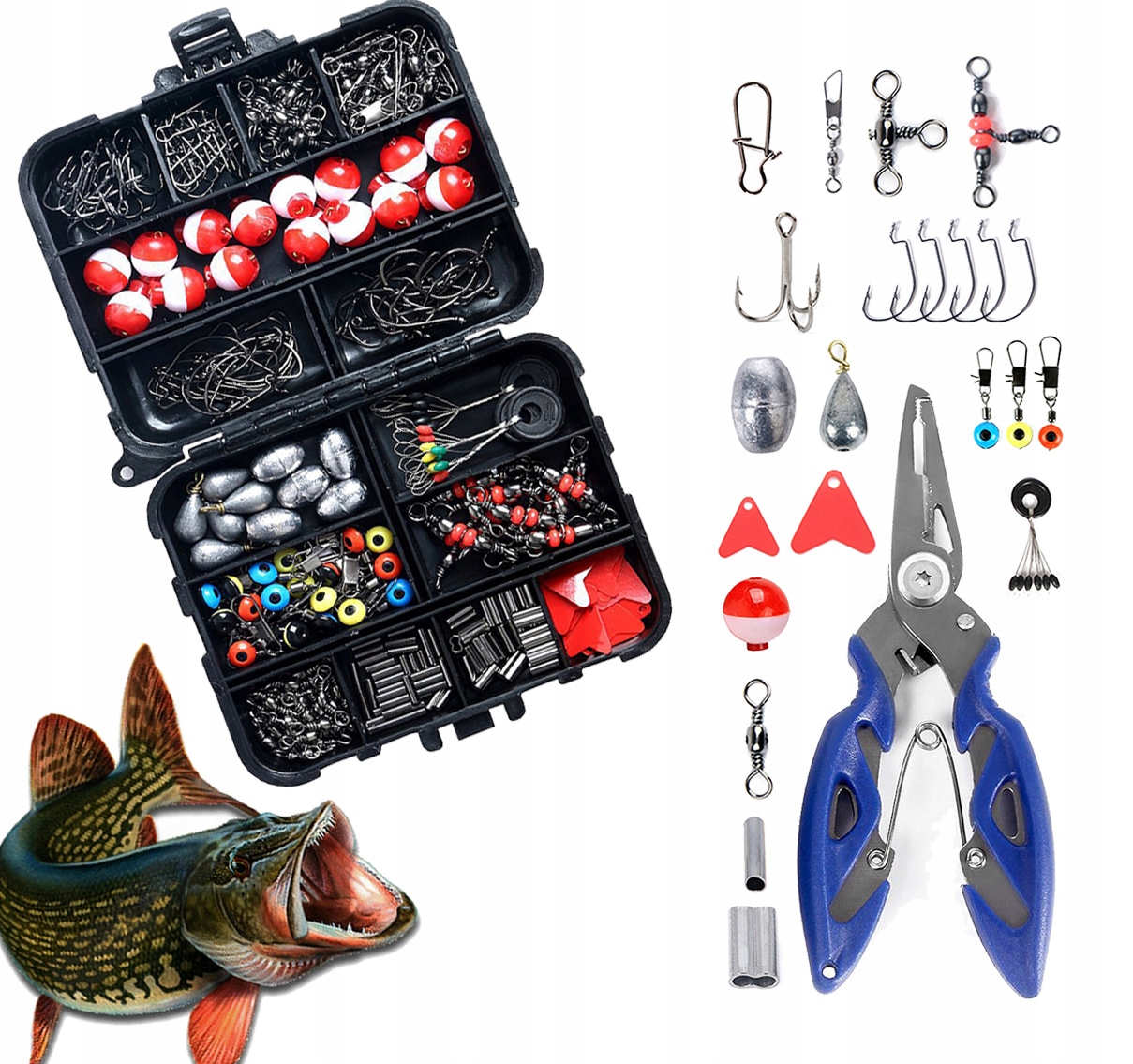 Rybářské Příslušenství Pro Ryby Háček Závaží Návazec Obratlík Zemní Sada