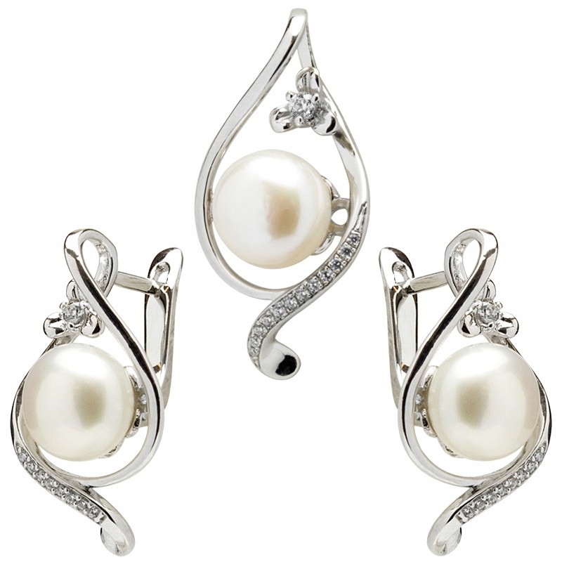 Stříbrný Komplet Šperků S Pravými Perlami