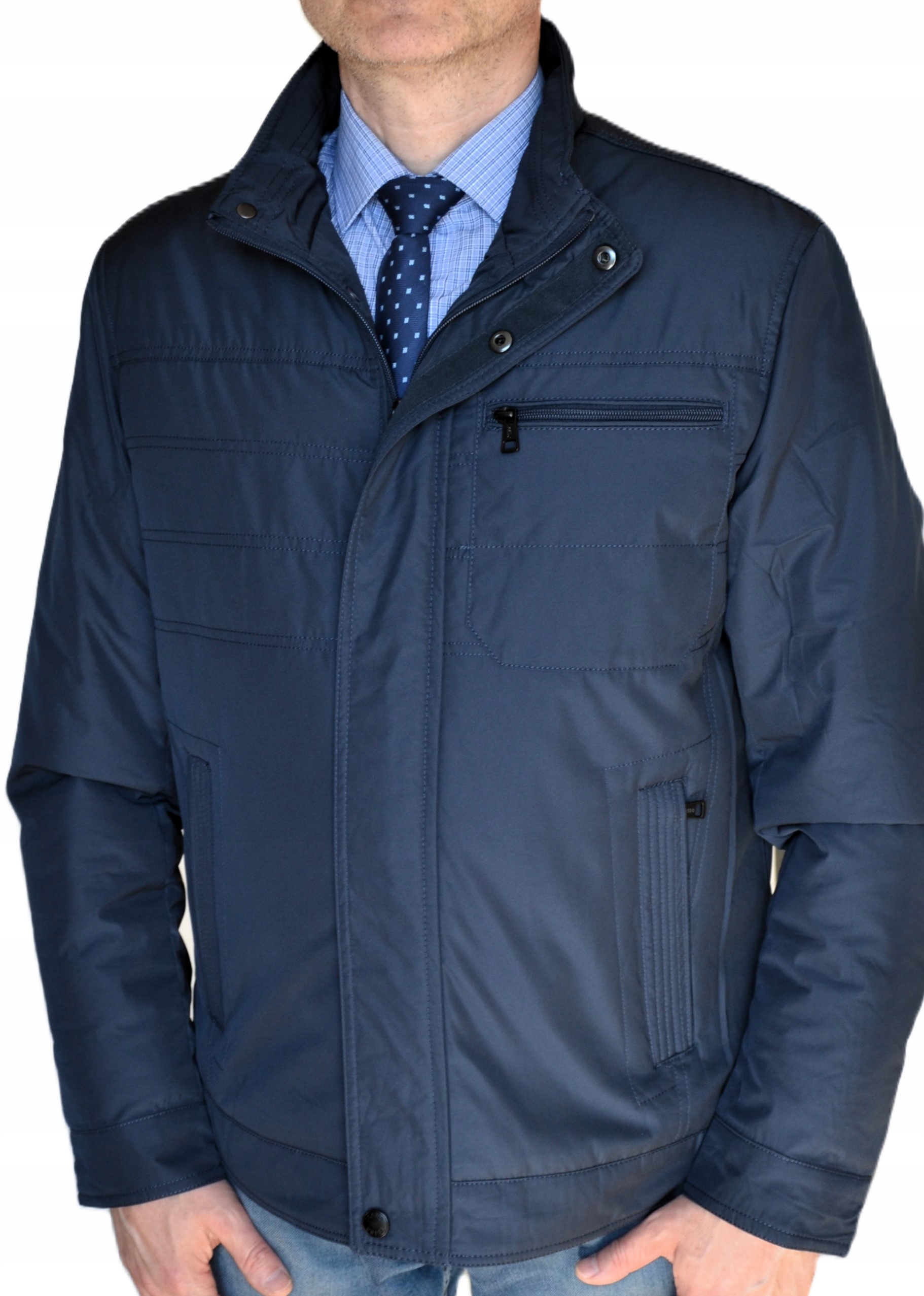 Pánská jarní prošívaná bunda Issho 3XL Námořnická Modrá