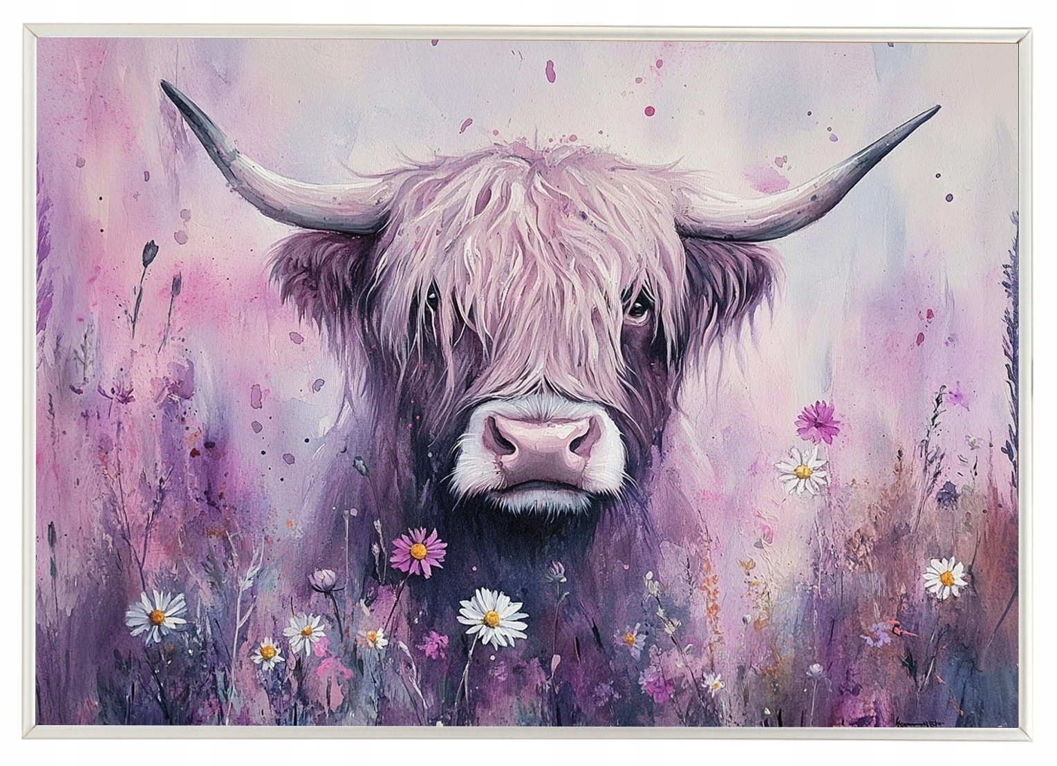 Plakát Rámeček Aluminium Příroda Portrét Kráva Highland Skotsko Louka 100x70