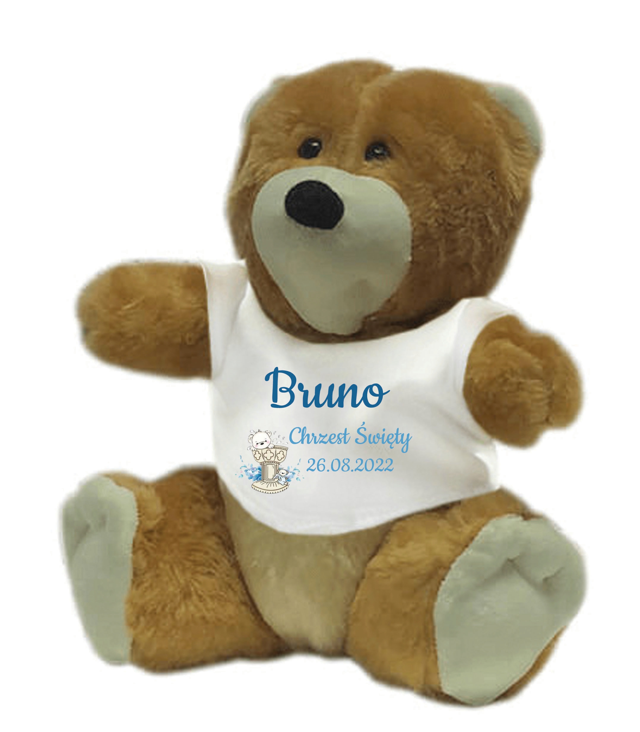 Miś nadruk prezent własny napis chrzest