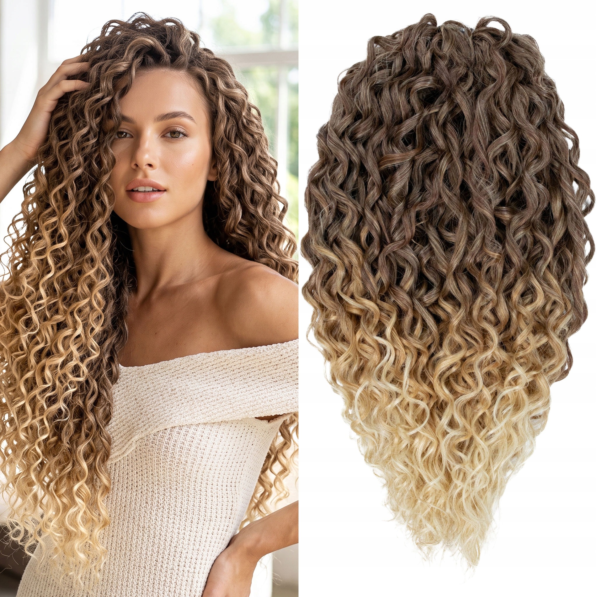 Syntetické umělé vlasy Afroloki Jessica Pro blond hnědé ombre 300 g 50 cm