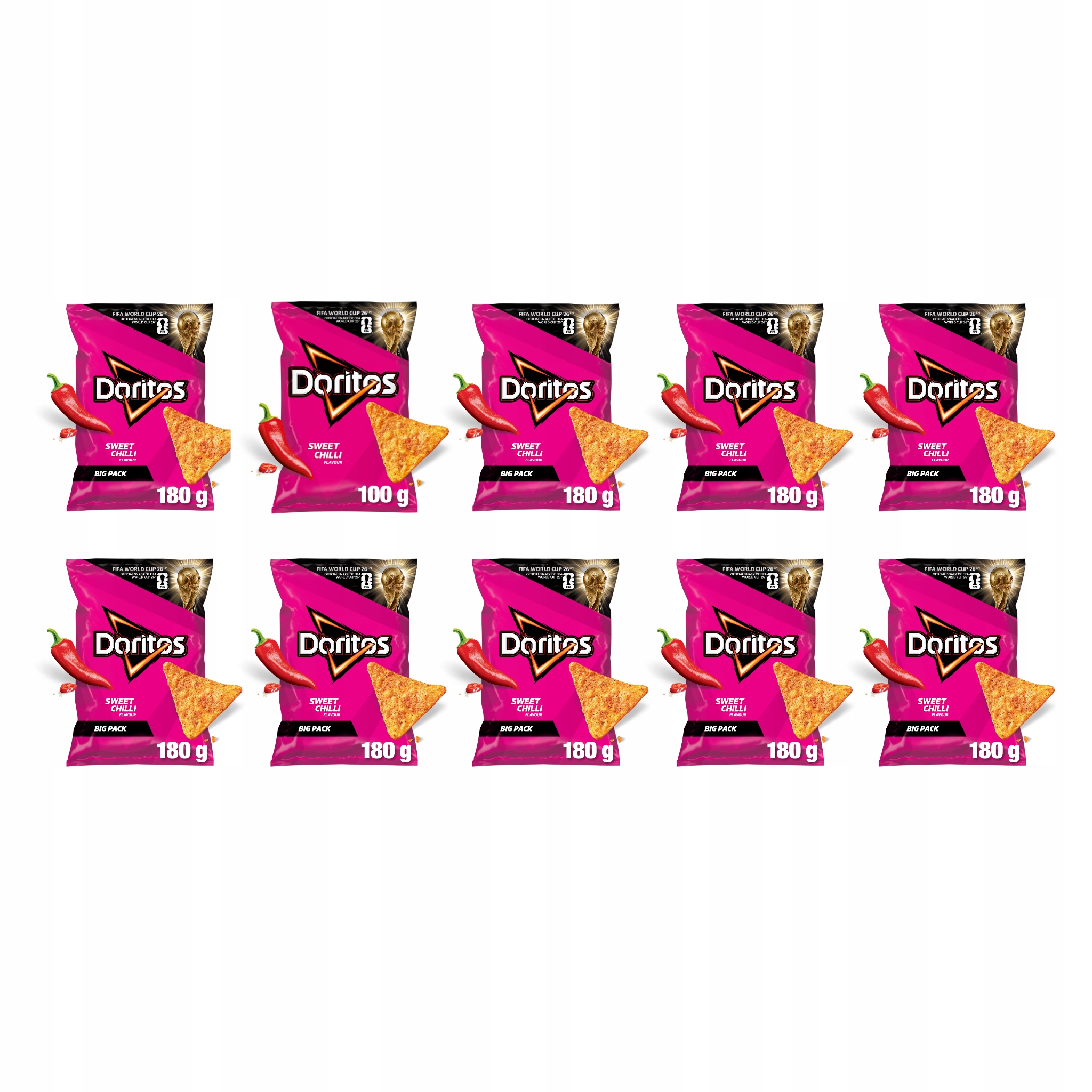 Doritos Chipsy kukurydziane o smaku słodkiego chilli 10x180 g