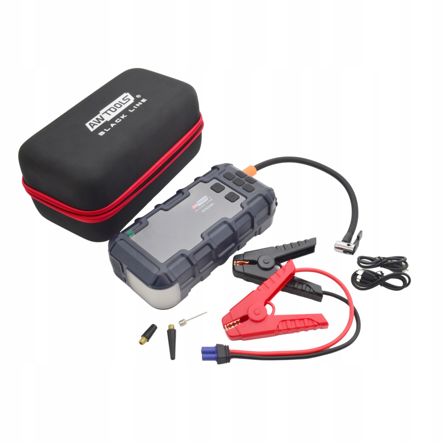 Urządzenie rozruchowe z kompresorem, Powerbank 16000 mAh, latarka Led