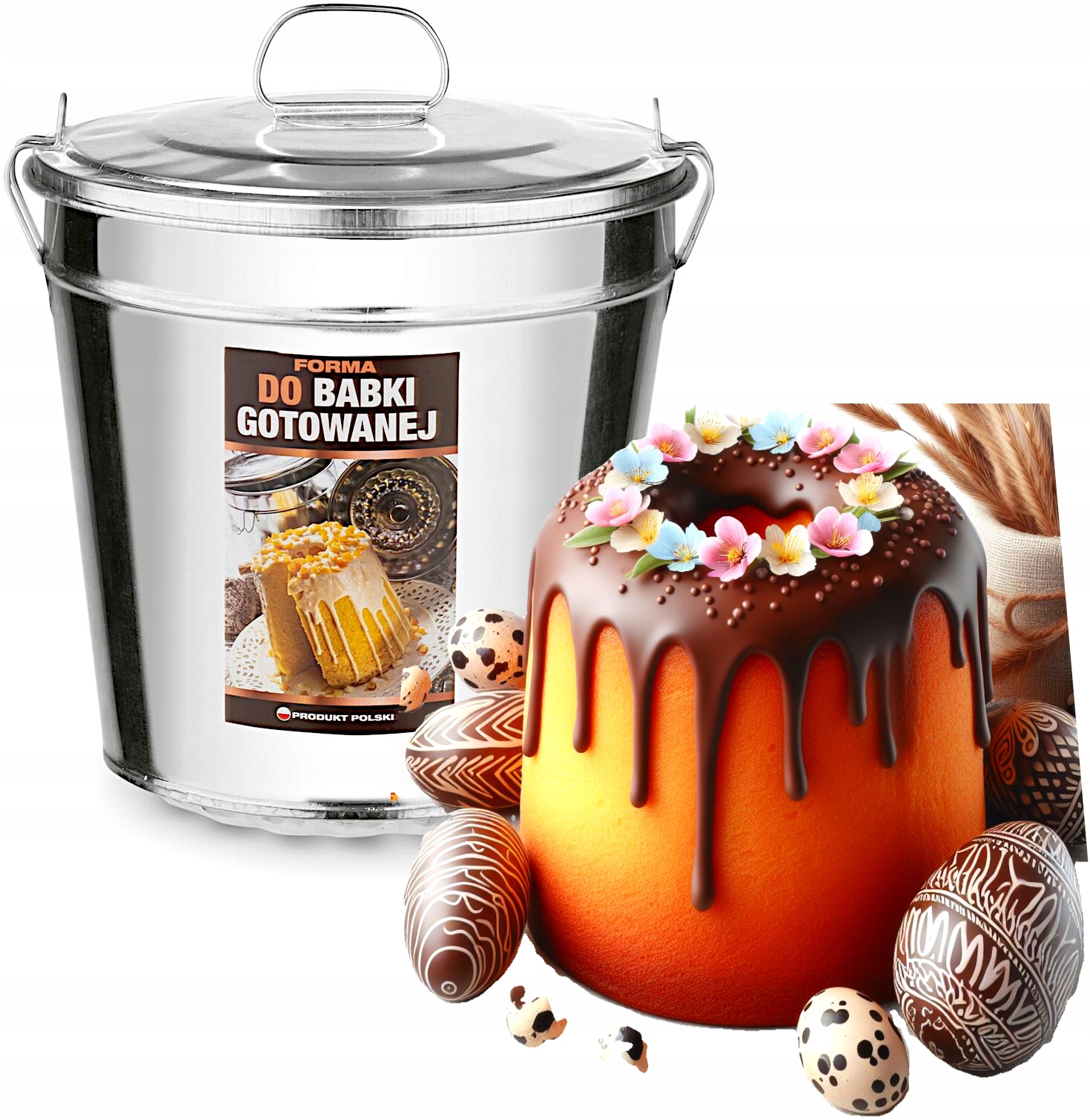 Forma do babki gotowanej + przepis - blacha babka - Wielkanoc - 2,3 L