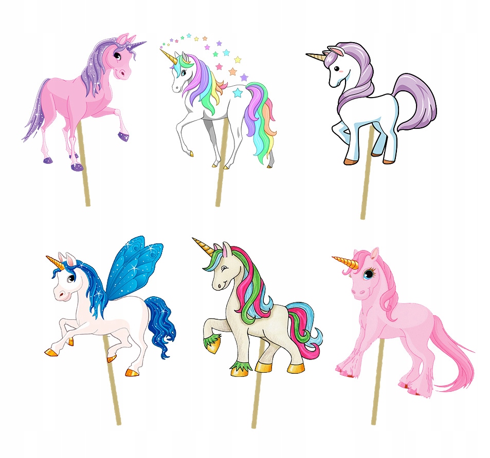 

Topper Pikery na tort Jednorożec Unicorn róg 6szt