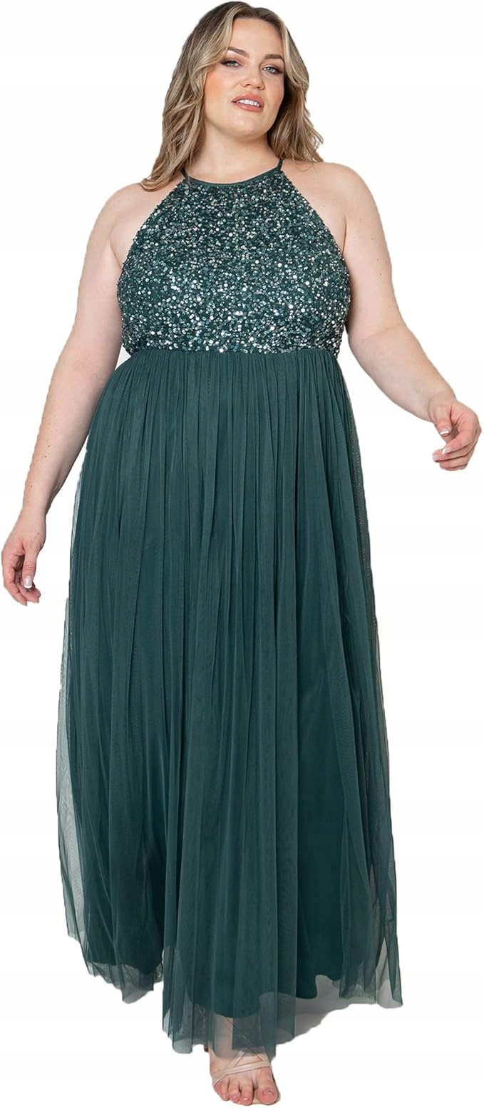 Maya Deluxe Zelená Šaty Plus Size S Flitrovou Horou 50 6_A