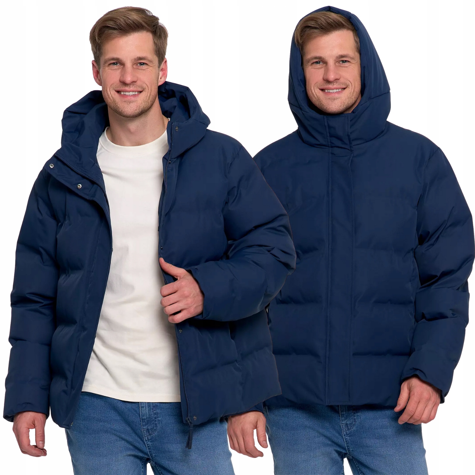 Pánská prošívaná bunda s kapucí Zimní teplá na zip Módní Moraj XXL