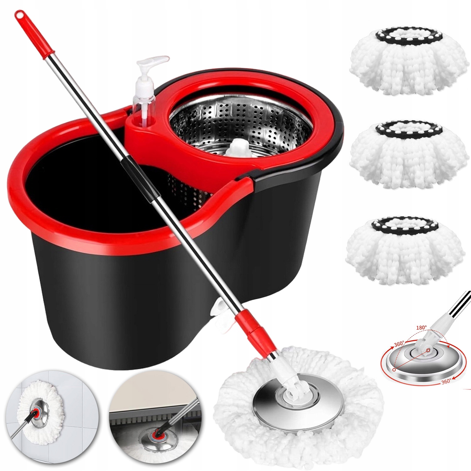 Rotační Mop 3V1 S Absorpčními Vlákny, Sada Na Mytí S Mopem A Kbelíkem