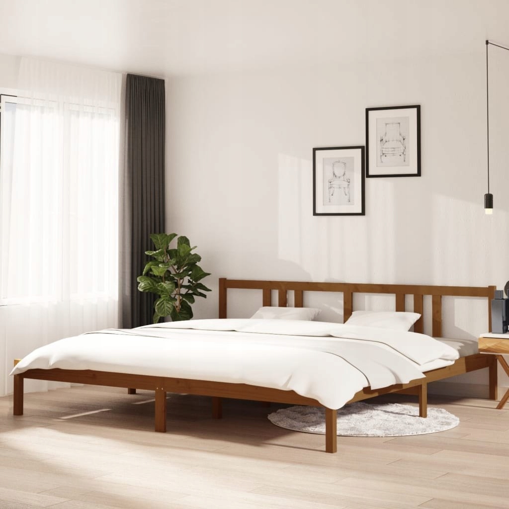 Rám postele, medově hnědá barva, masivní dřevo, 200 x 200 cm
