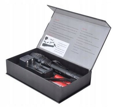 Latarka LED CREE XML-T6 ładowana 2x aku 18650 Zasilanie akumulatorowe