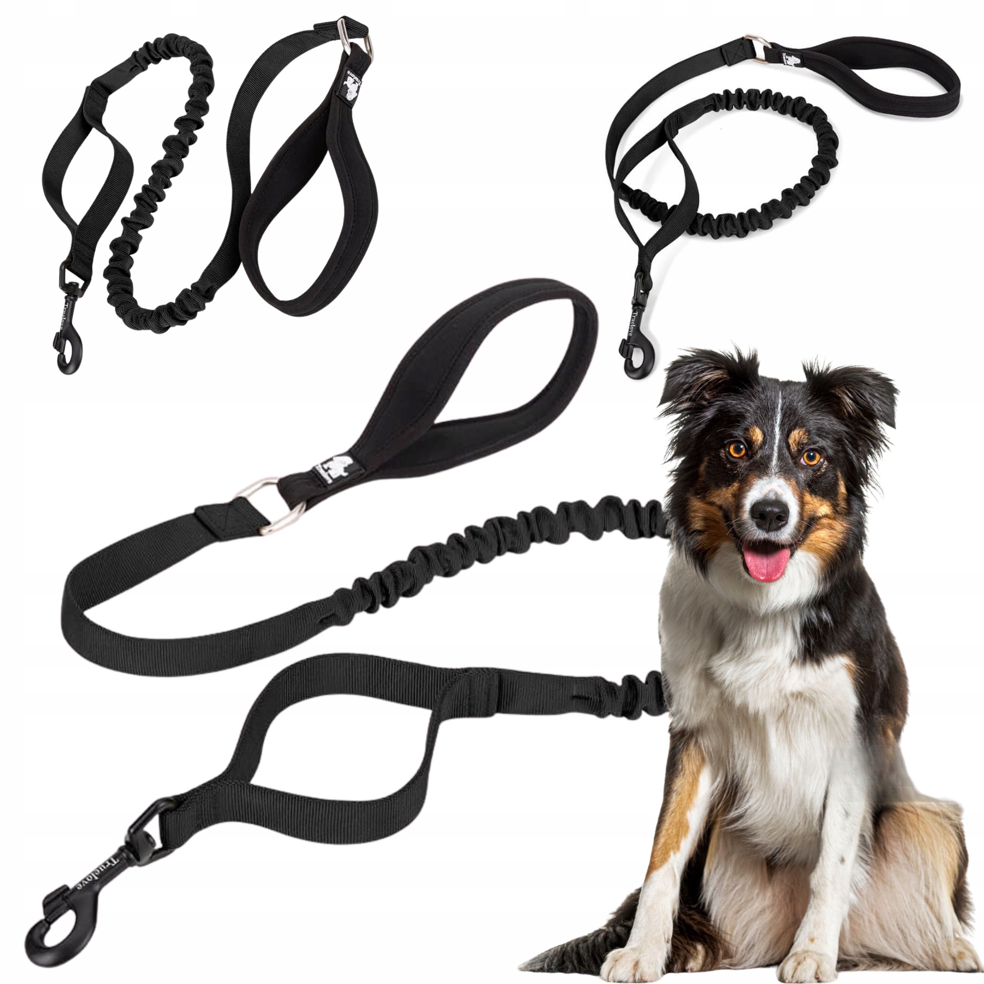 Smycz Dla Psa Z Amortyzatorem Mocna Truelove Adventure 160CM Czarna M