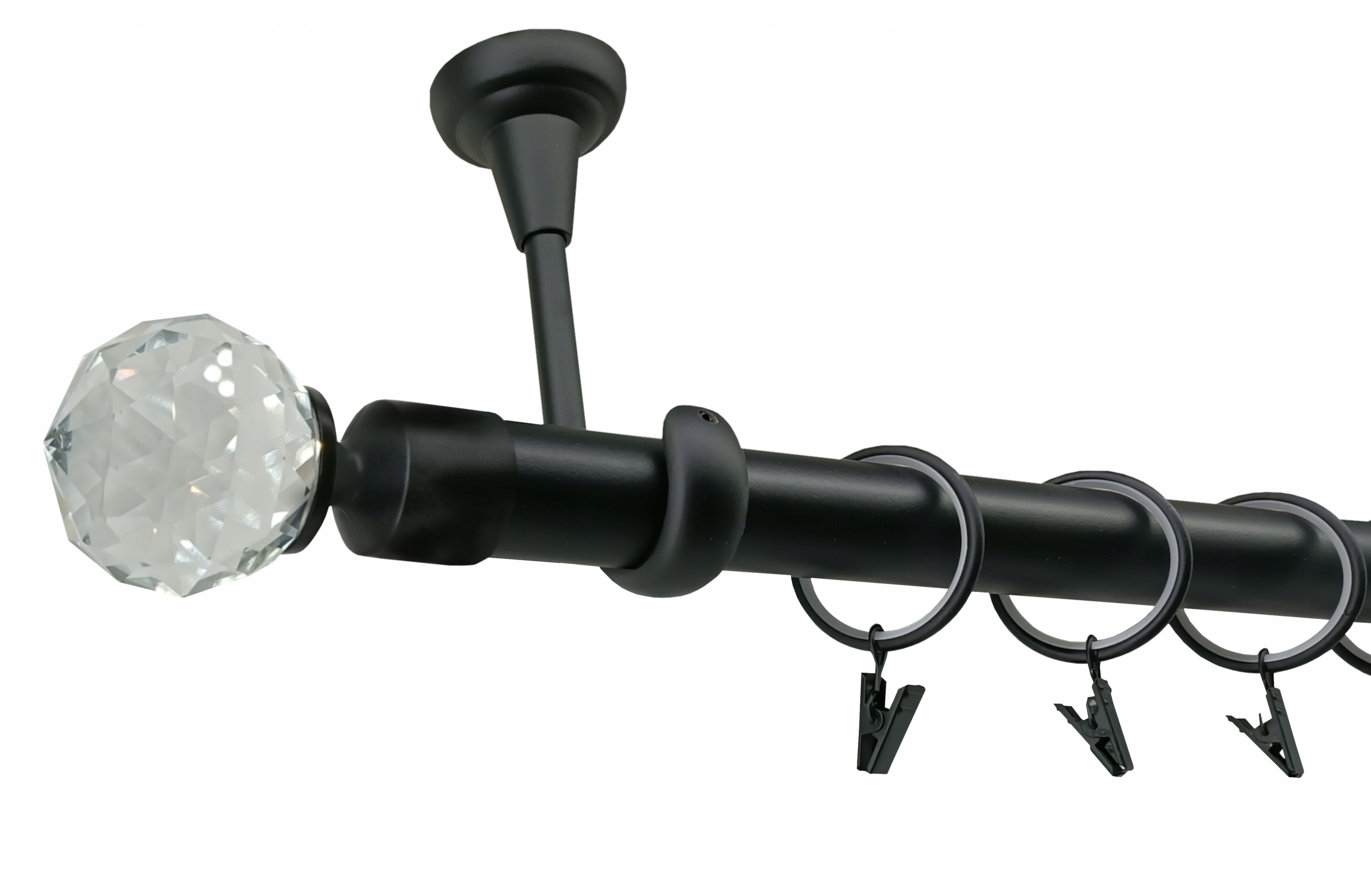 Garnýž Kovový Stropní 25 mm jednoduchý Černý Mat 280 cm MIX Koncovek