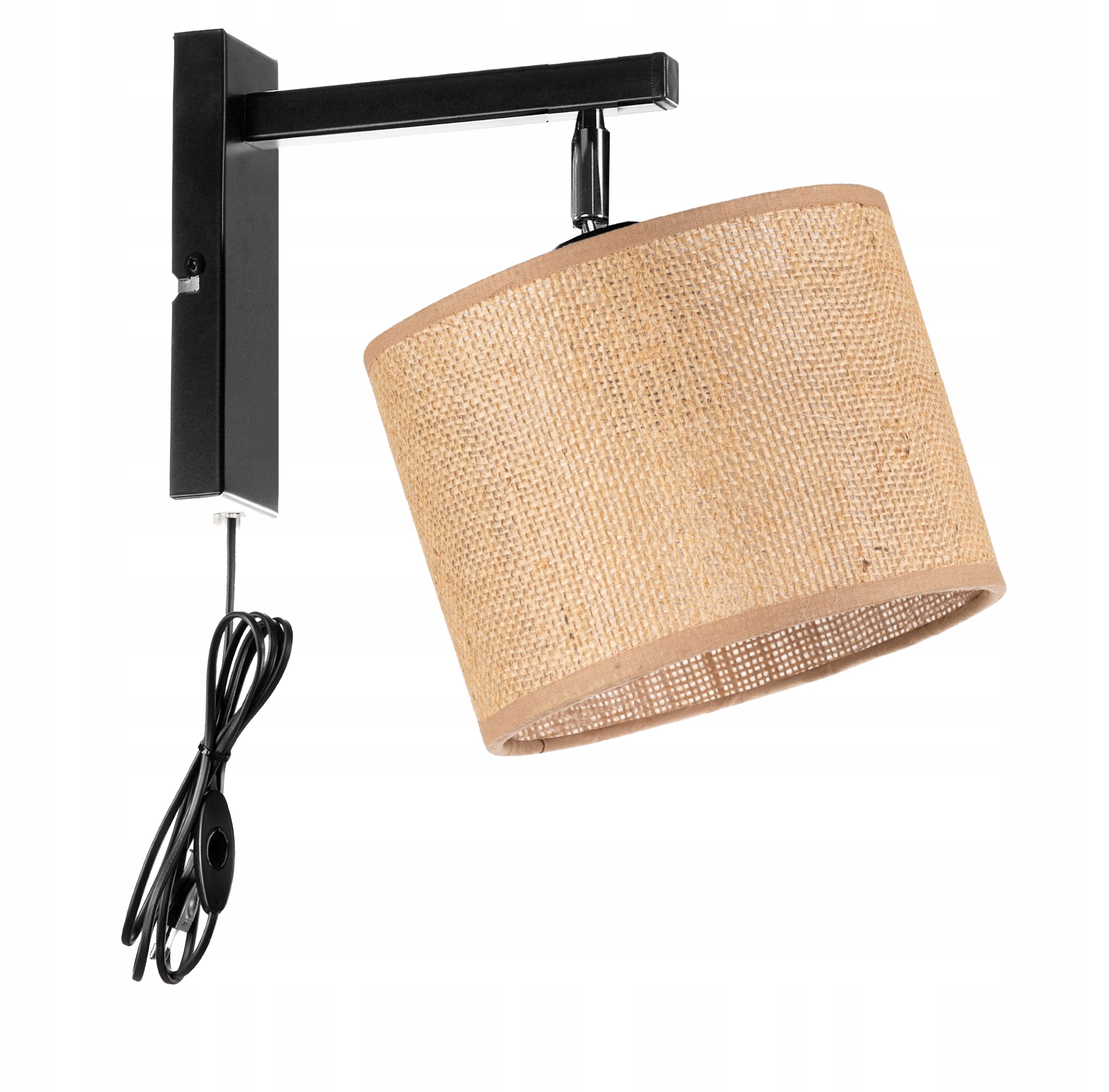 Regulovatelné nástěnné svítidlo Boho Juta s Led zástrčkou E27 pro kontakt Edison