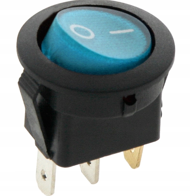 Przełącznik podświetlany kołyskowy okrągły włącznik 12V 20A 3 Pin niebieski