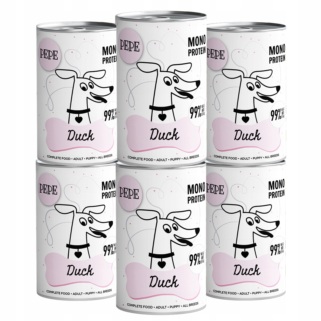 Balíček pro zvířata Pepe krmivo pro psy s kachnou 6 Ks x 400 g