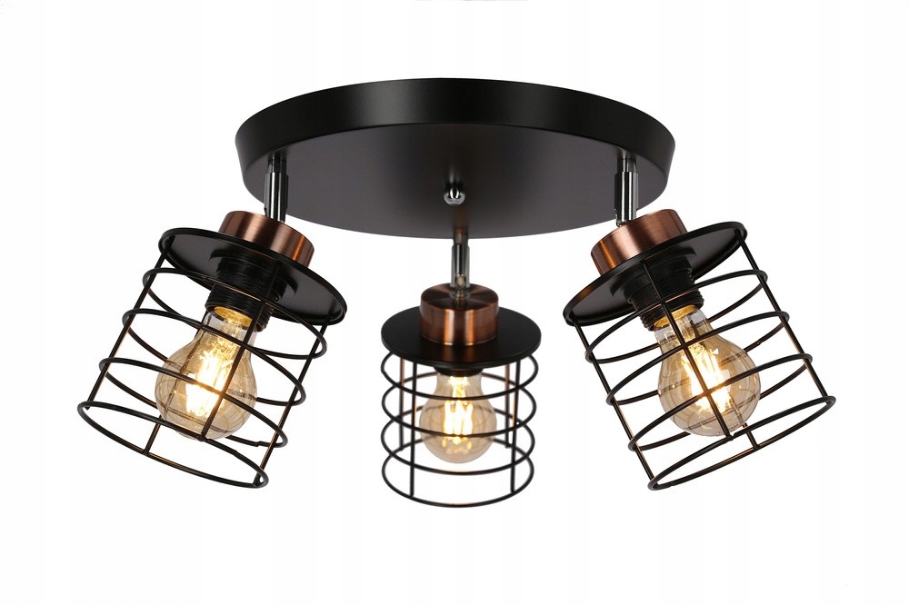 Stropné svietidlo prelamované čierne 3xE27 Glob Candellux